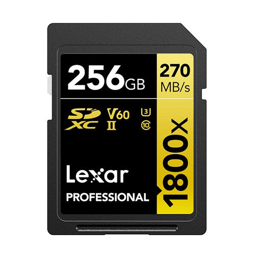 Lexar 256GB Professional 1800x UHS-II SDXC Memory Card (GOLD Series)