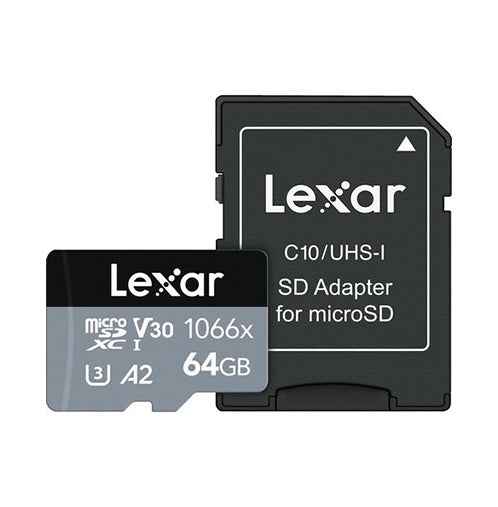 Lexar 64GB Professional 1066x UHS-I microSDXC Memory Card with SD Adapter (SILVER Series)