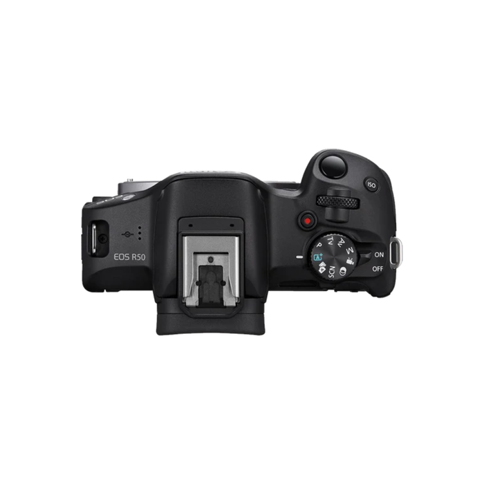 Top view of Canon EOS R50 beginner creators kits