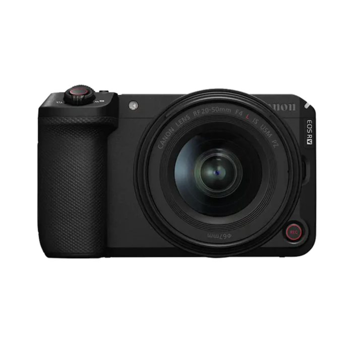 Canon EOS R6 V Mirrorless Camera close up with 20-50mm f4 L IS USM PZ Lens