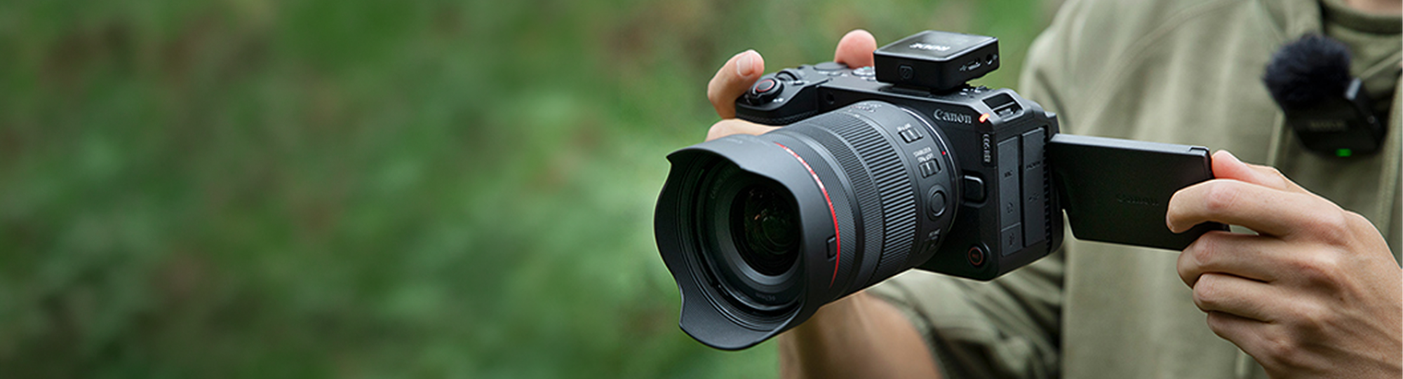Canon EOS R mirrorless camera new release product image banner for web collection