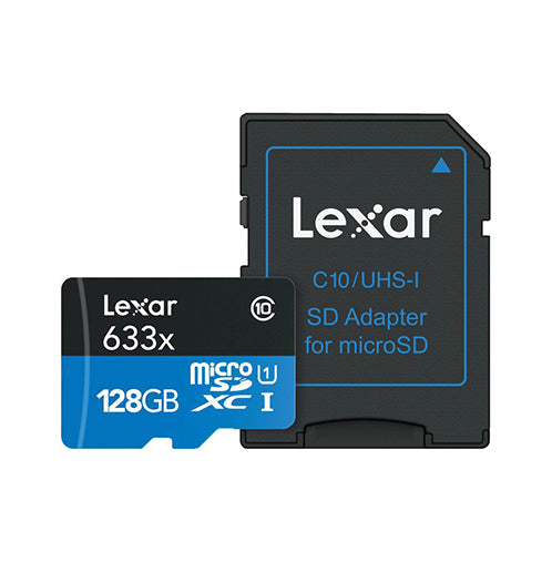 Lexar 128GB microSDXC 633x 95MB/s UHS-I Memory Card with SD Adapter (BLUE Series)