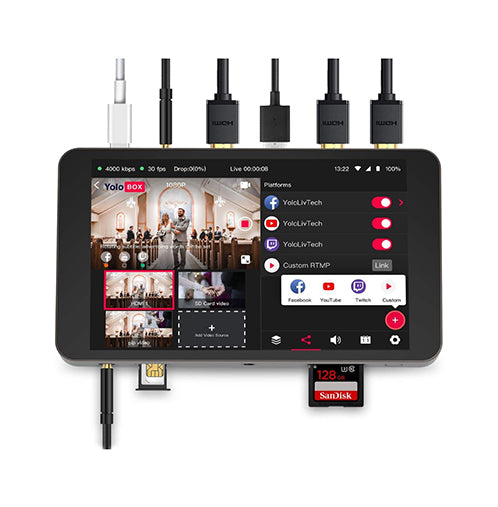 YoloLiv YoloBox Portable All-in-One Multi-Camera Live Streaming Encoder, Switcher, Monitor, Recorder